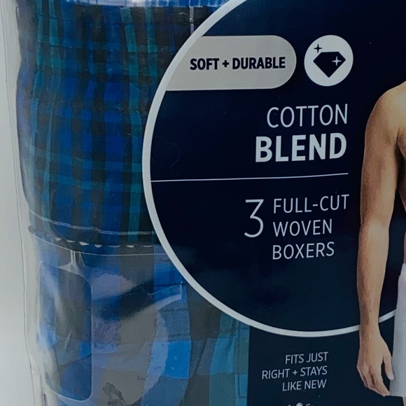 Jockey Men's Full Cut Woven Boxers 3 Pack New XXL 2XL Plaid Green Blue 44-46 BIG - Picture 3 of 10